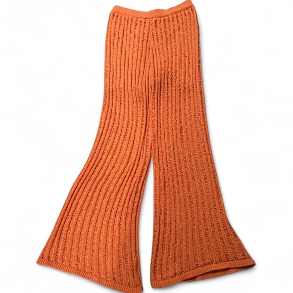 Ellison Orange Wide Leg Flared Lined Bohemian Pants Sz Lg - Picture 3 of 8